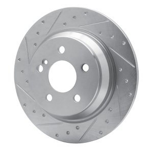 Mercedes-Benz S400 Brake Rotor (1) - Rear Left - R1 Concepts - Drilled & Slotted - Silver - `07-`13